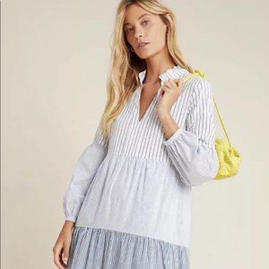 Maeve by Anthropologie - Bonnie Tiered Midi Dress (blue motif) Size Medium